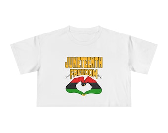 Juneteenth Freedom Baby Crop T-shirt, Röd Svart Grön Hjärtmönster, 100 % Bomull