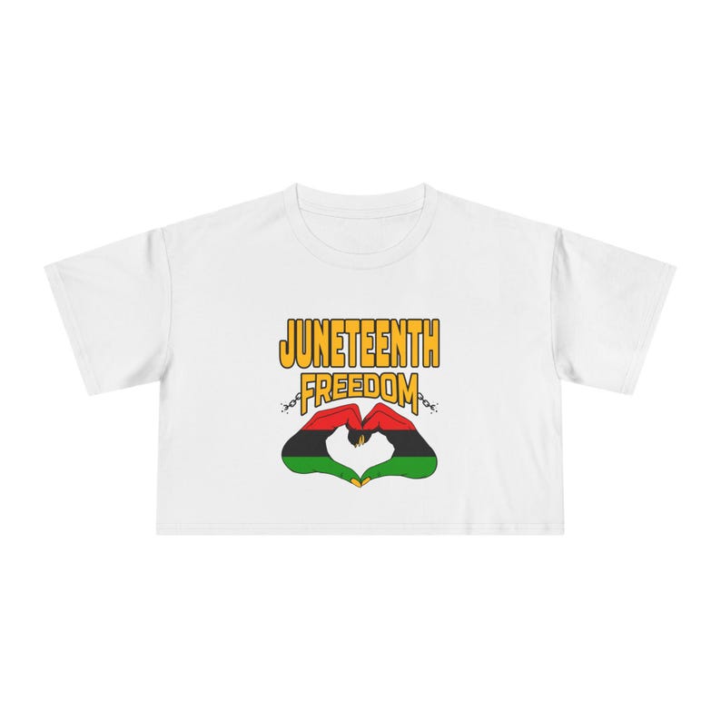 Juneteenth Freedom-shirt voor babygewas, rood zwart groen handhartontwerp, 100% katoen afbeelding 1