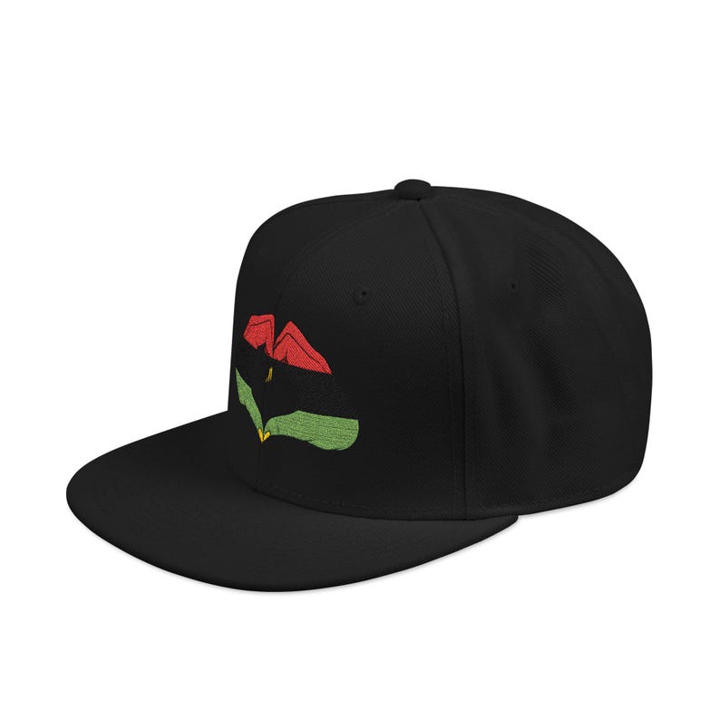 Embroidered Pan African Heart Snapback Cap, Red Black Green Juneteenth Pride, Celebrate image 4