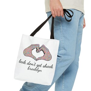 Brooklyn Tote Bag by Look Don't Get Shook, Double Sided Heart Hands Design, Everyday Canvas Carryall image 4