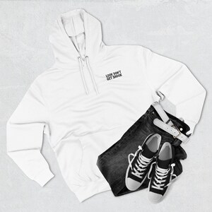 White Fleece Hoodie with Penmanship Script Back Print, Medium Heavy Fabric afbeelding 3