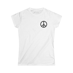 Soft Style Peace Sign Tee, Road Awareness Graphic Shirt, White Cotton T-Shirt image 1