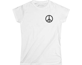 Camiseta Soft Style con el símbolo de la paz, camiseta gráfica de concienciación vial, camiseta blanca de algodón.