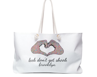 Bolso de fin de semana Brooklyn, diseño "De la mano al corazón", asa de cuerda, bolso de mano.
