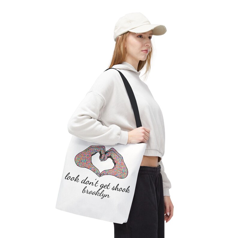 Brooklyn Tote Bag by Look Don't Get Shook, Double Sided Heart Hands Design, Everyday Canvas Carryall image 13