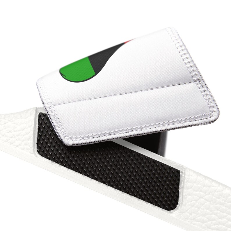Red Black Green Men Slides, Graphic Hand to Heart Design, Removable Straps image 11