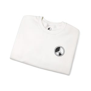 Peace Sign Crewneck Sweatshirt, Soft Midweight Cotton Blend, Minimal Peace Sign Chest Design image 3