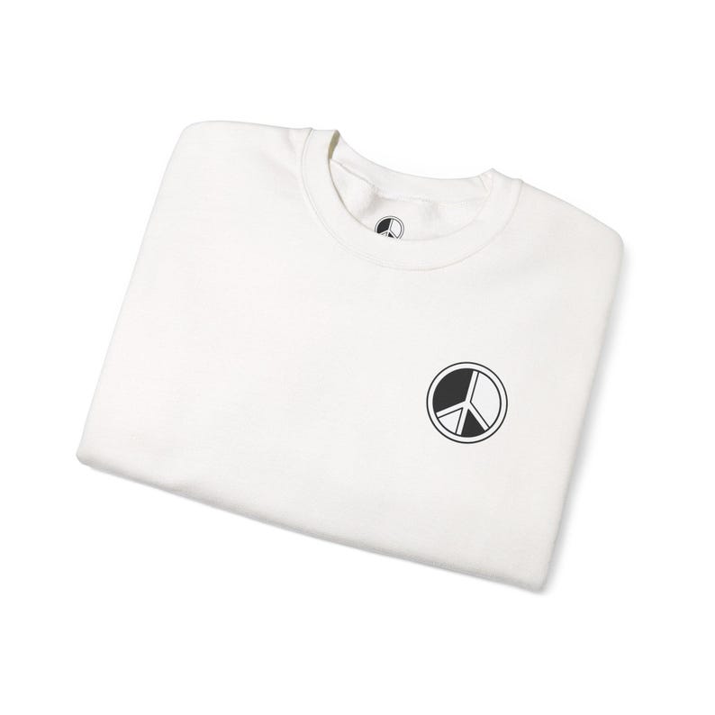 Peace Sign Crewneck Sweatshirt, Soft Midweight Cotton Blend, Minimal Peace Sign Chest Design image 3