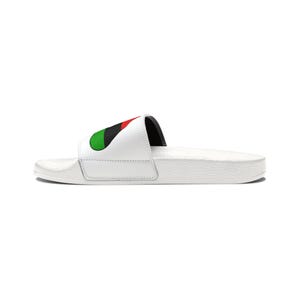 Red Black Green Men Slides, Graphic Hand to Heart Design, Removable Straps image 5