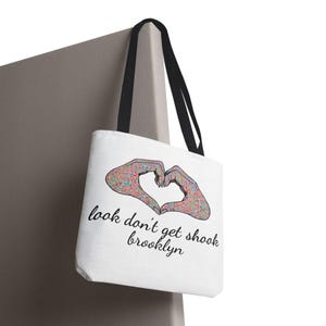 Brooklyn Tote Bag by Look Don't Get Shook, Double Sided Heart Hands Design, Everyday Canvas Carryall image 8