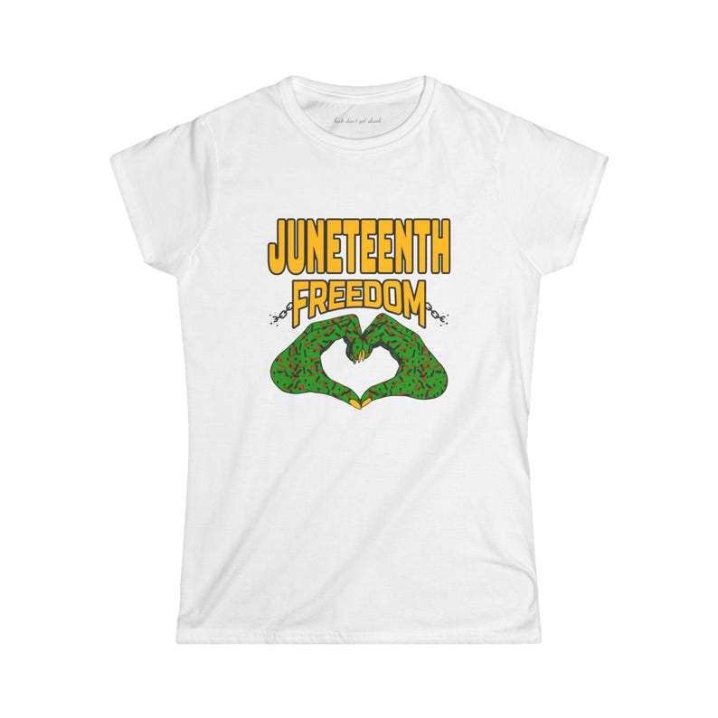Juneteenth Freedom Women's Cotton Tee, Pan African Colors, Hand to Heart Design image 1