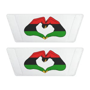 Red Black Green Men Slides, Graphic Hand to Heart Design, Removable Straps image 9