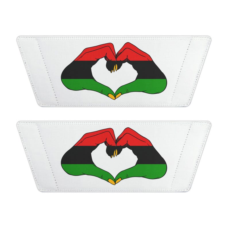 Red Black Green Men Slides, Graphic Hand to Heart Design, Removable Straps image 9