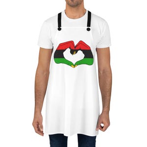 Pan African Heart Apron, Red Black Green Hand Design, Adjustable Kitchen Cooking Heritage Apron image 8