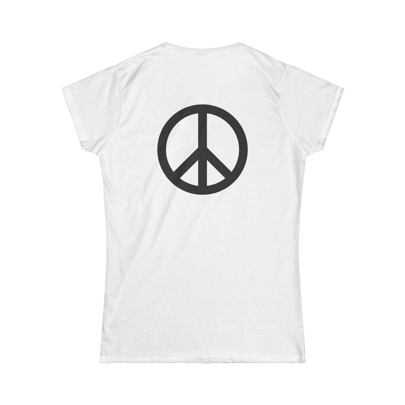 Soft Style Peace Sign Tee, Road Awareness Graphic Shirt, White Cotton T-Shirt image 2