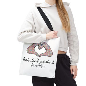 Brooklyn Tote Bag by Look Don't Get Shook, Double Sided Heart Hands Design, Everyday Canvas Carryall image 15