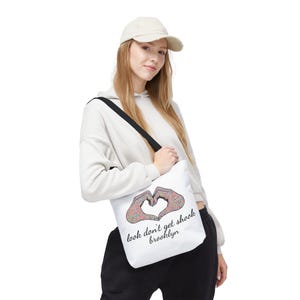 Brooklyn Tote Bag by Look Don't Get Shook, Double Sided Heart Hands Design, Everyday Canvas Carryall image 5