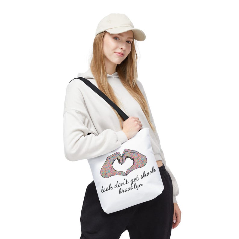 Brooklyn Tote Bag by Look Don't Get Shook, Double Sided Heart Hands Design, Everyday Canvas Carryall image 5