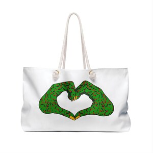 Red Black Green Weekender Bag, Pan African Colors, Dual Sided Travel Tote, Spun Polyester, Rope Handles image 2