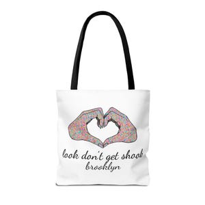 Brooklyn Tote Bag by Look Don't Get Shook, Double Sided Heart Hands Design, Everyday Canvas Carryall image 10