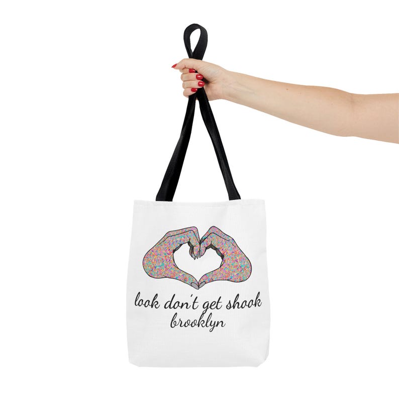 Brooklyn Tote Bag by Look Don't Get Shook, Double Sided Heart Hands Design, Everyday Canvas Carryall image 2