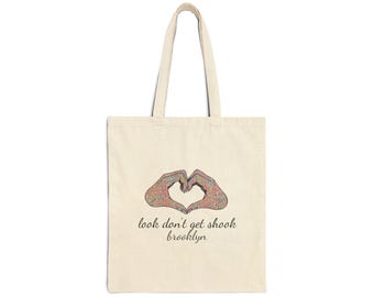 Cotton Canvas Tote Bag, Hand Heart Sprinkle Design, Brooklyn Market Bag