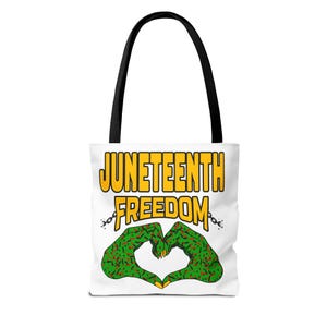Bolsa Tote Juneteenth Freedom, Design Pan-Africano Hand to Heart, Três Tamanhos imagem 2