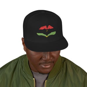 Embroidered Pan African Heart Snapback Cap, Red Black Green Juneteenth Pride, Celebrate image 2
