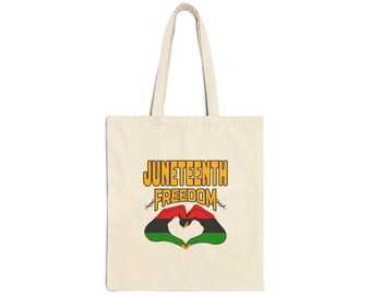 Juneteenth Freedom Tote, Pan African Heart Design, Heavy Canvas Bag