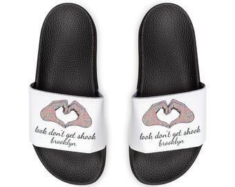 Brooklyn Women Theme Slides, Hand to Heart Design with Removable Straps