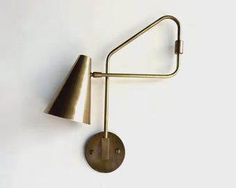 Italian Brass Swing Sconce: Mid Century Modern Wall Light