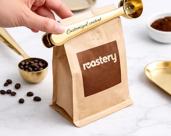 Custom Coffee Spoon Clip, Personalized 2-in-1 Coffee Scoop & Bag Clip, Engraved Steel Coffee Spoon, Coffee Accessories Gift