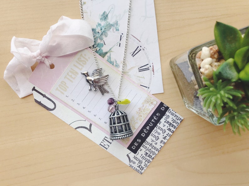 Fly with Me Silver Birdcage Necklace