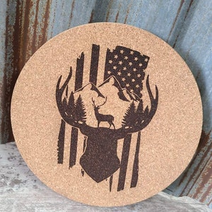 USA Deer Kitchen Trivet Hot Pad, Kitchen Decor, Personalized Gift, Engagement Gift, Christmas gift, Personalized Trivet, Kitchen Decor
