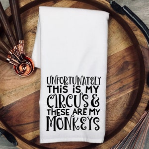 Funny Kitchen Tea Towel: Circus Monkeys Flour Sack Towel