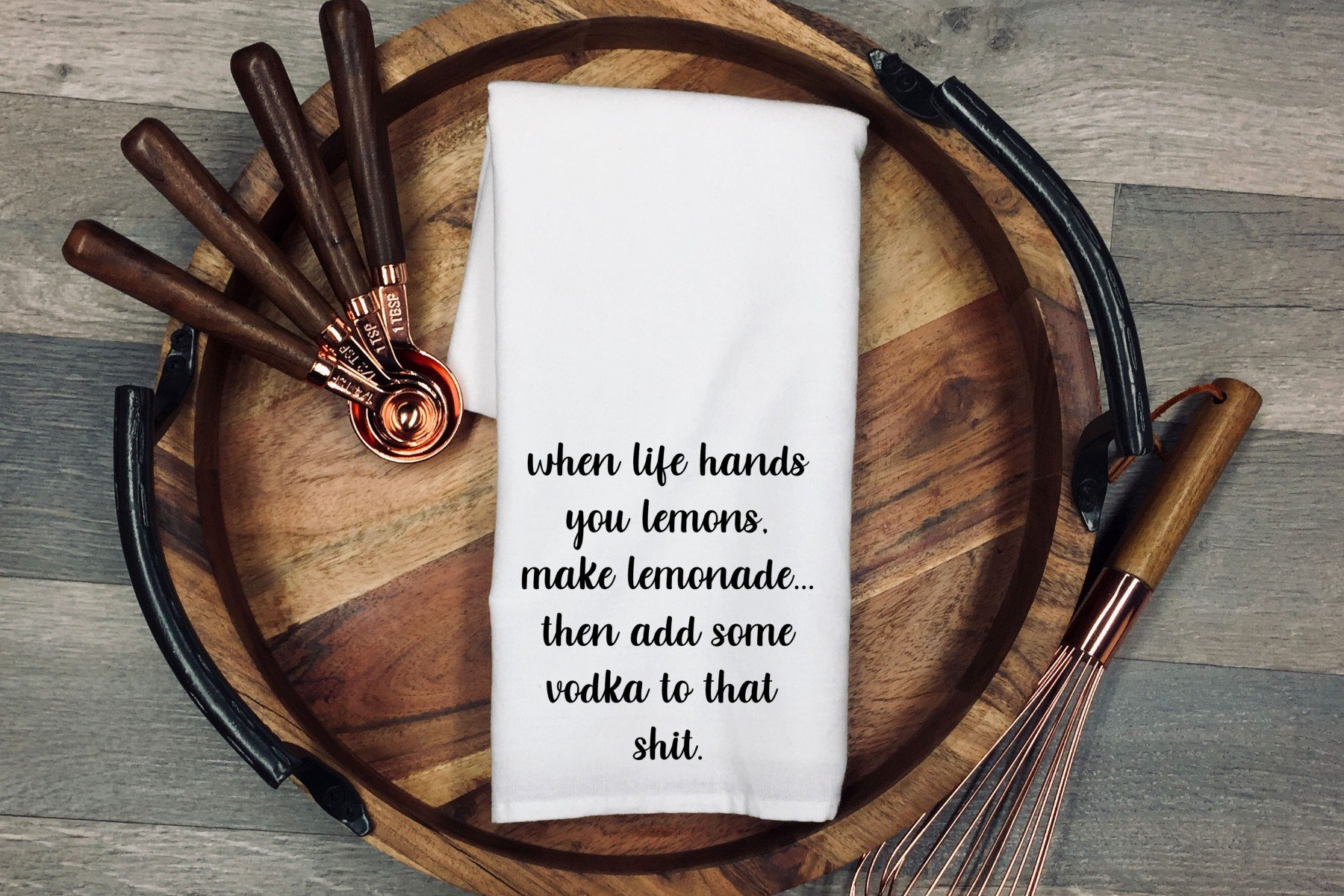 Funny Lemon Vodka Tea Towel: Humorous Kitchen Dish Cloth