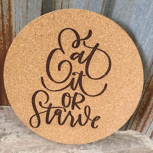 Round Cork Kitchen Trivet Hot Pad, Kitchen Decor, Personalized Gift, Engagement Gift, Christmas gift, Personalized Trivet, Kitchen Decor