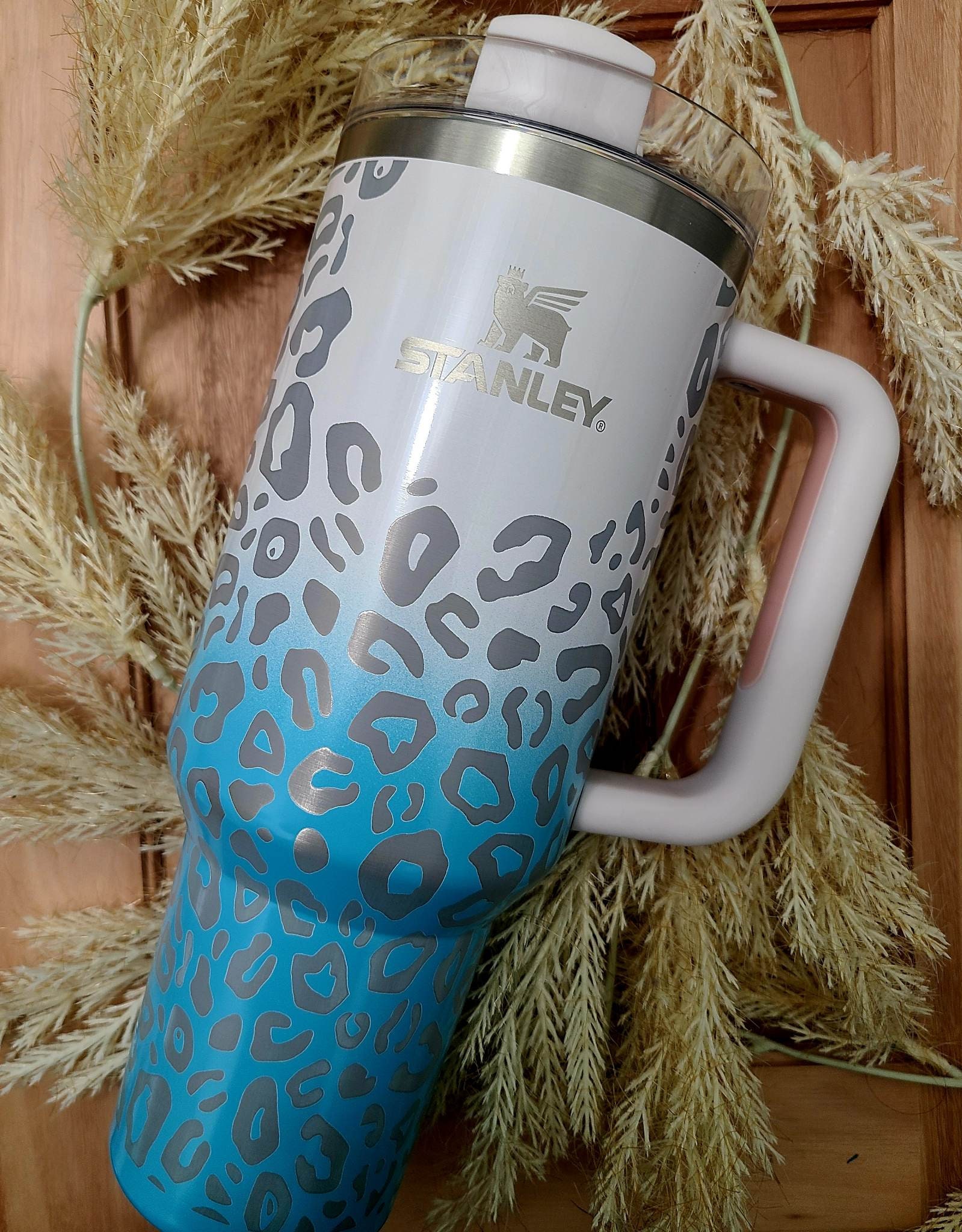 Leopard Engraved Inspired Stanley 40 Oz Cups W/straw in Stock SHIPS ASAP  See Item Description 