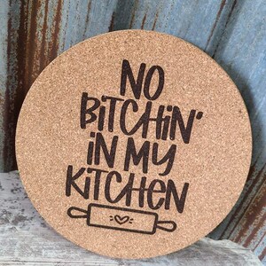 Round Cork Kitchen Trivet Hot Pad, Kitchen Decor, Personalized Gift, Engagement Gift, Christmas gift, Personalized Trivet, Kitchen Decor