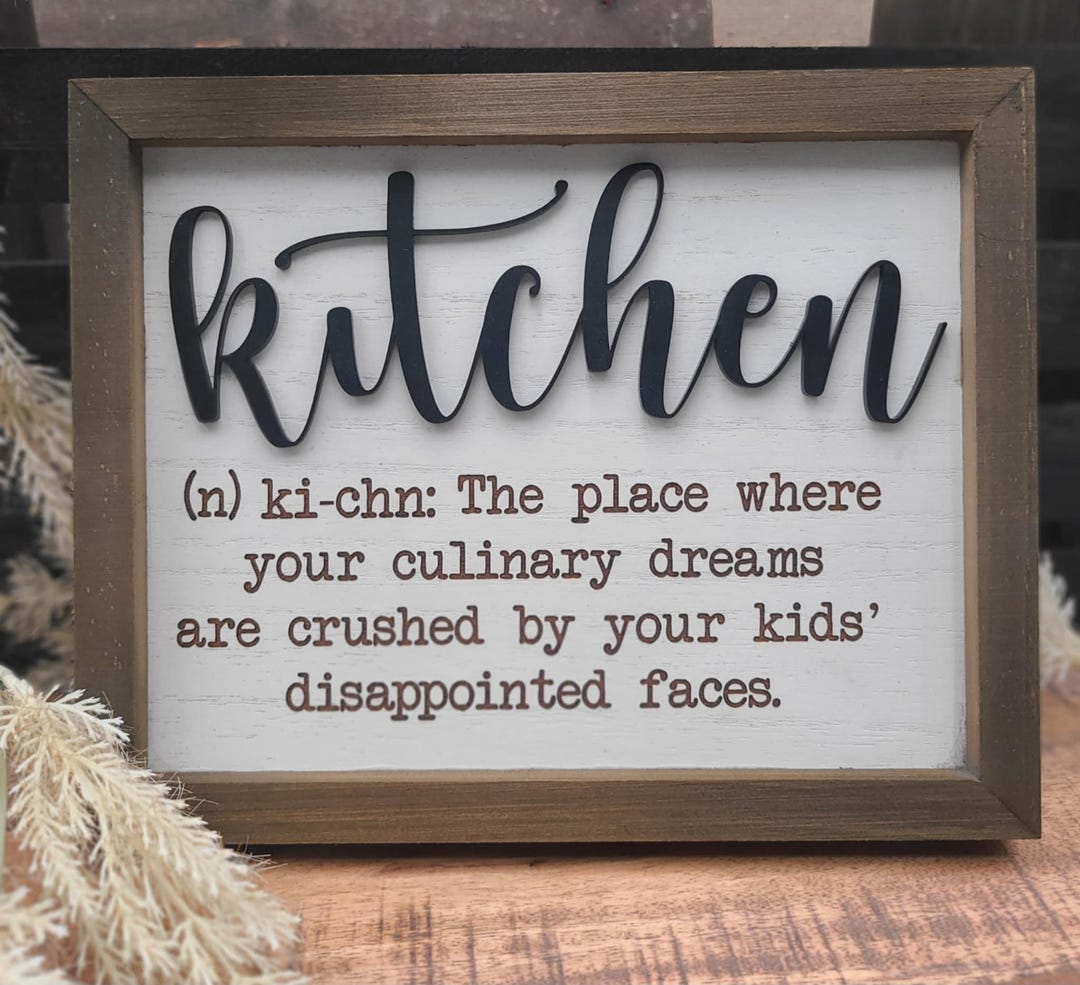 Funny Kitchen Wood Sign: Retro Humor Wall Decor, 3D Acrylic Letters - Etsy