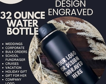 Engraved Insulated Water Bottle with Straw: Personalized 32 oz Stainless Steel