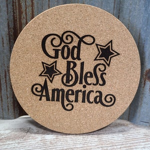 God Bless America Kitchen Trivet, Christmas gift, gift for wedding, holiday gift, kitchen decor, hot pad, potholder, engagement gift, trivet