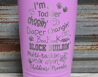 Child Care Provider Tumbler: Laser Engraved Insulated Tea Cup Gift for Christmas