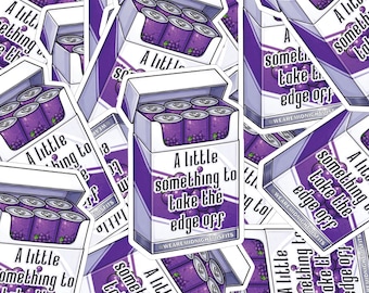 A Little Something to Take the Edge Off Sticker | Caffeine Parody Vinyl Sticker | 3 Inch Waterproof Sticker
