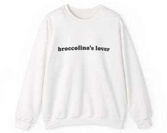 Felpa girocollo Broccolino's Lover / Felpa con testo minimalista, slogan originale a tema verdure