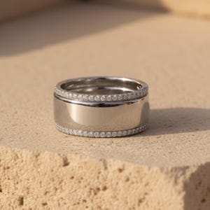 Funda para anillo inteligente con banda de circonita cúbica de plata esterlina / Accesorio para anillo Oura / Accesorio para anillo Galaxy y anillo Ultrahuman / Anillo apilable RingConn Eternity
