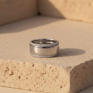Oura ring accessory, Dainty eternity band, Pave setting Delicate ring, CZ Wedding Luxurious Gift For Her