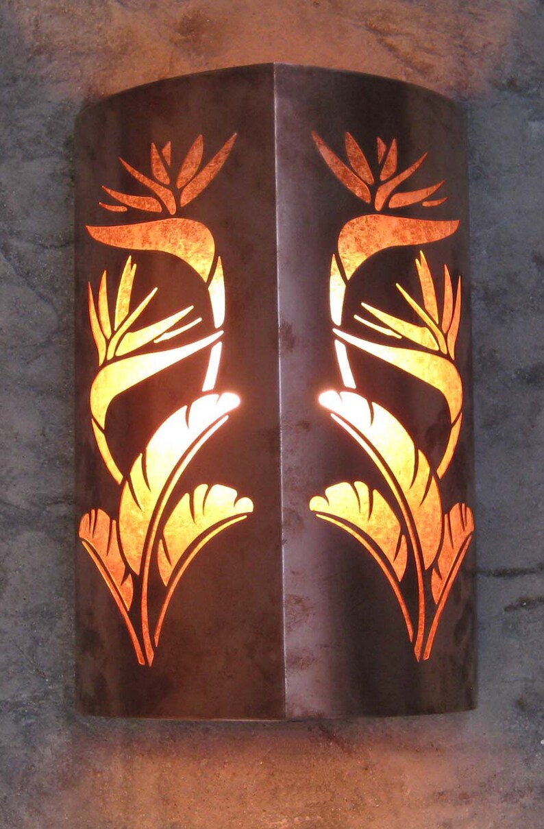 Copper exterior/ interior sconce light with Bird of Etsy