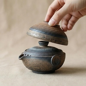 Service à thé Gaiwan en céramique fait main - Infuseur de thé traditionnel en vrac, ustensiles de thé asiatiques