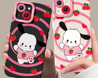 Welpe Erdbeere iPhone Hülle - Kawaii Cartoon Hunde Design